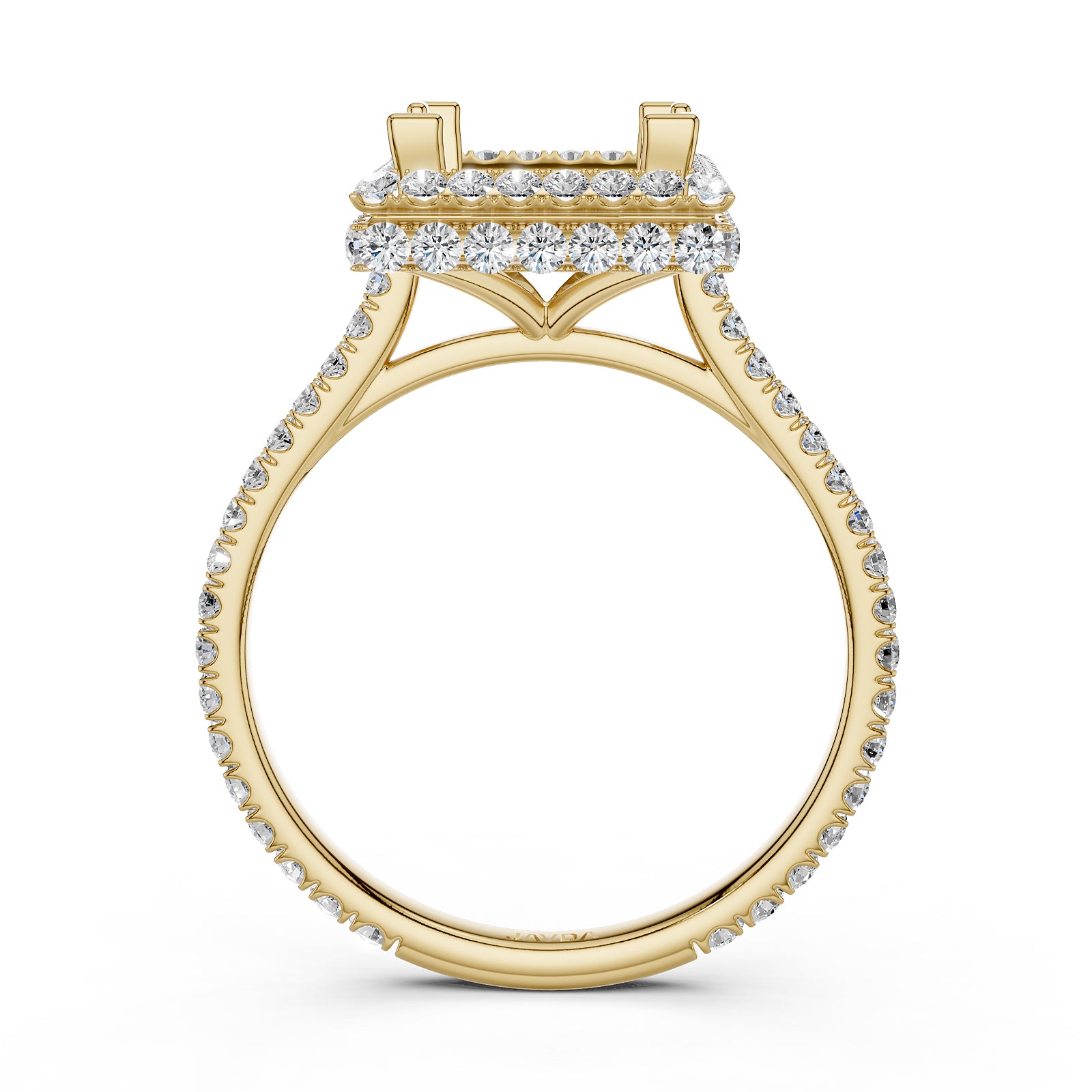 Double Halo Semi Mount Lab Grown Diamond Engagement Ring 0.53 Ct.